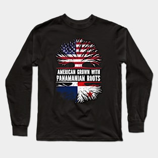 American Grown with Panamanian Roots USA Flag Long Sleeve T-Shirt